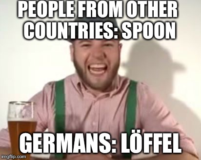 If Doofus is here please don’t hurt meh | PEOPLE FROM OTHER COUNTRIES: SPOON; GERMANS: LÖFFEL | image tagged in german,language,memes | made w/ Imgflip meme maker