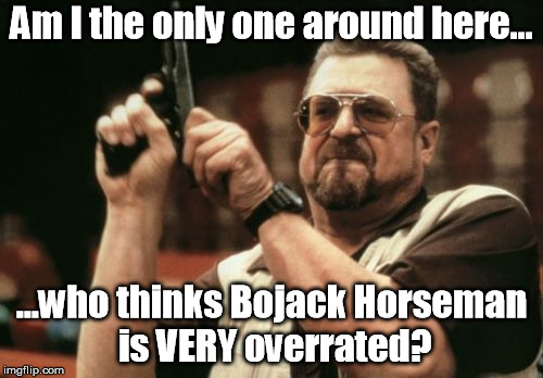 Am I The Only One Around Here Meme | Am I the only one around here... ...who thinks Bojack Horseman is VERY overrated? | image tagged in memes,am i the only one around here | made w/ Imgflip meme maker