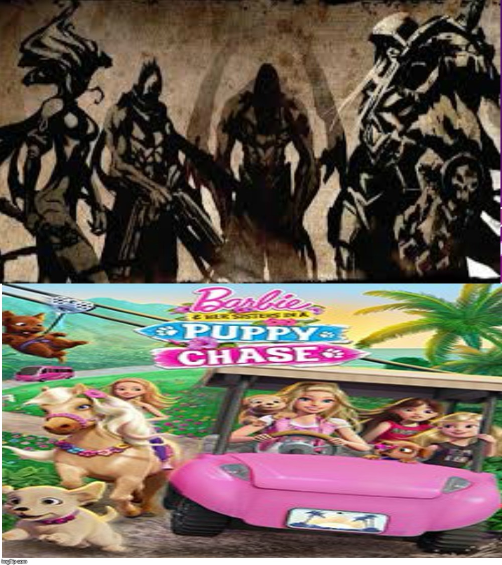 Four Horsemen VS Barbie | image tagged in memes,barbie | made w/ Imgflip meme maker