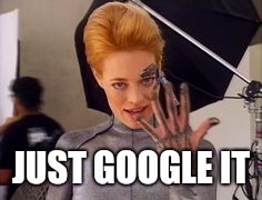 Seven of Nine | JUST GOOGLE IT | image tagged in seven of nine | made w/ Imgflip meme maker