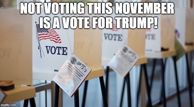 Voting Booth | NOT VOTING THIS NOVEMBER IS A VOTE FOR TRUMP! | image tagged in voting booth | made w/ Imgflip meme maker