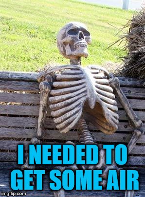 Waiting Skeleton Meme | I NEEDED TO GET SOME AIR | image tagged in memes,waiting skeleton | made w/ Imgflip meme maker