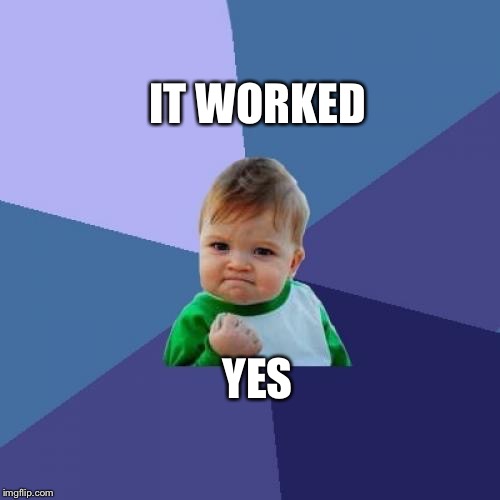 Success Kid Meme | YES IT WORKED | image tagged in memes,success kid | made w/ Imgflip meme maker