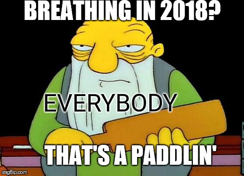That's a paddlin' Meme | BREATHING IN 2018? EVERYBODY; THAT'S A PADDLIN' | image tagged in memes,that's a paddlin' | made w/ Imgflip meme maker