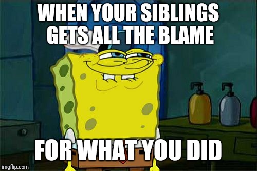 Don't You Squidward Meme | WHEN YOUR SIBLINGS GETS ALL THE BLAME; FOR WHAT YOU DID | image tagged in memes,dont you squidward | made w/ Imgflip meme maker