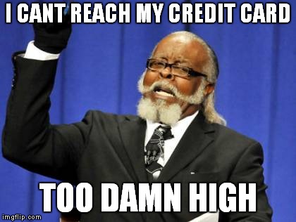 Too Damn High Meme | I CANT REACH MY CREDIT CARD; TOO DAMN HIGH | image tagged in memes,too damn high | made w/ Imgflip meme maker