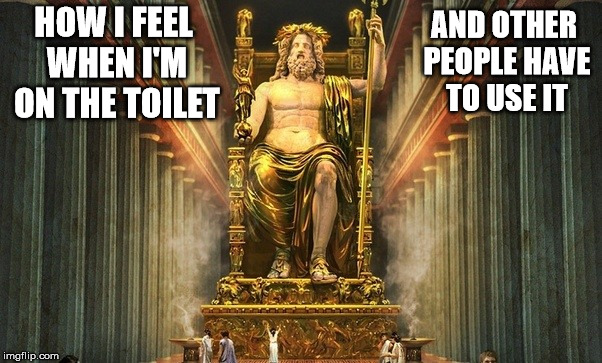 One reason why I live alone.  | AND OTHER PEOPLE HAVE TO USE IT; HOW I FEEL WHEN I'M ON THE TOILET | image tagged in toilet,superiority,line for the restroom | made w/ Imgflip meme maker