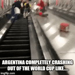 When you have dreams if being the GOAT, but then this happens | ARGENTINA COMPLETELY CRASHING OUT OF THE WORLD CUP LIKE..... | image tagged in gifs,argentina,get out,lolol,oh crap | made w/ Imgflip video-to-gif maker