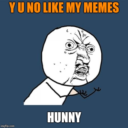 Y U No Meme | Y U NO LIKE MY MEMES HUNNY | image tagged in memes,y u no | made w/ Imgflip meme maker