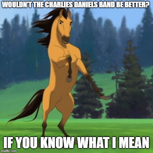 Spirit Deal with It | WOULDN'T THE CHARLIES DANIELS BAND BE BETTER? IF YOU KNOW WHAT I MEAN | image tagged in spirit deal with it | made w/ Imgflip meme maker