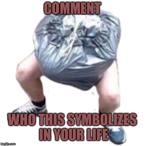 Human garbage | COMMENT; WHO THIS SYMBOLIZES IN YOUR LIFE | image tagged in trash,garbage,family | made w/ Imgflip meme maker