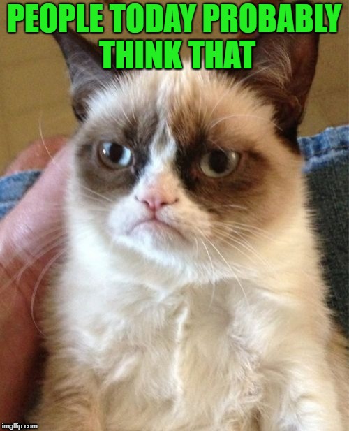 Grumpy Cat Meme | PEOPLE TODAY PROBABLY THINK THAT | image tagged in memes,grumpy cat | made w/ Imgflip meme maker