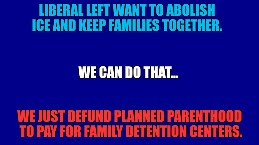 Happy 4th! | LIBERAL LEFT WANT TO ABOLISH ICE AND KEEP FAMILIES TOGETHER. WE CAN DO THAT... WE JUST DEFUND PLANNED PARENTHOOD TO PAY FOR FAMILY DETENTION CENTERS. | image tagged in secure the border,planned parenthood,ice,stupid sheep | made w/ Imgflip meme maker