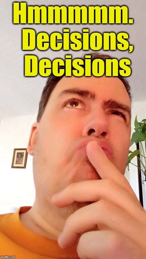 Hmmm | Hmmmmm.  Decisions,  Decisions | image tagged in hmmm | made w/ Imgflip meme maker