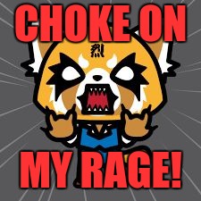 CHOKE ON; MY RAGE! | image tagged in aggretsuko | made w/ Imgflip meme maker