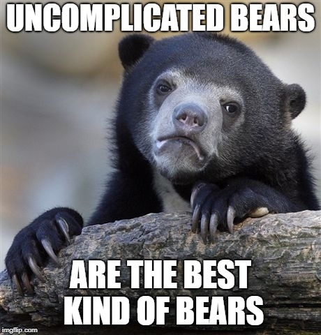 Confession Bear Meme | UNCOMPLICATED BEARS; ARE THE BEST KIND OF BEARS | image tagged in memes,confession bear | made w/ Imgflip meme maker
