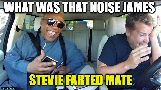 stevie wonder | WHAT WAS THAT NOISE JAMES; STEVIE FARTED MATE | image tagged in stevie wonder,farting,fart,noise | made w/ Imgflip meme maker