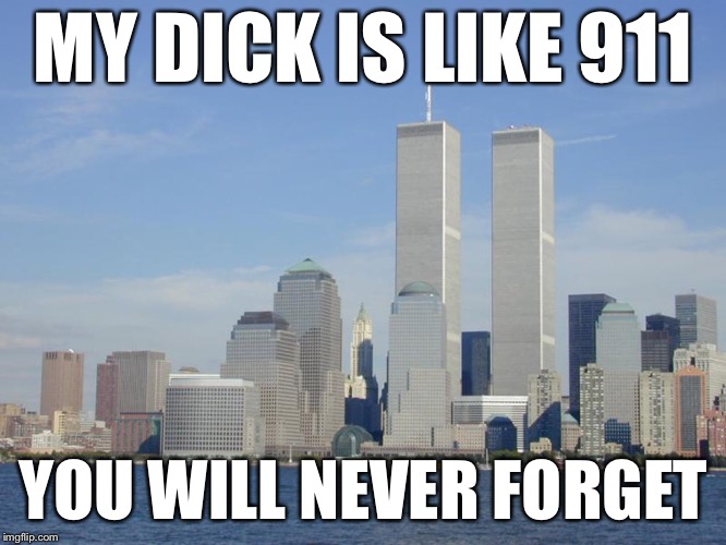 MY DICK IS LIKE 911; YOU WILL NEVER FORGET | image tagged in 911 | made w/ Imgflip meme maker