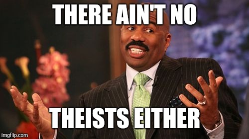 Steve Harvey Meme | THERE AIN'T NO THEISTS EITHER | image tagged in memes,steve harvey | made w/ Imgflip meme maker