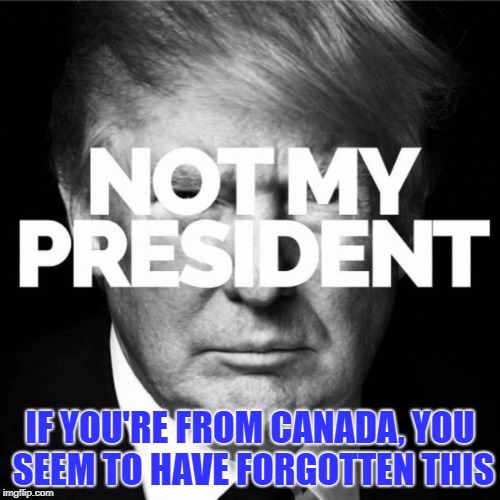 He Really ISN'T Your President | IF YOU'RE FROM CANADA, YOU SEEM TO HAVE FORGOTTEN THIS | image tagged in blame canada,trump,meanwhile in canada | made w/ Imgflip meme maker