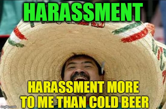 H.R. Nightmare | HARASSMENT; HARASSMENT MORE TO ME THAN COLD BEER | image tagged in mexican word of the day,funny,memes,mxm | made w/ Imgflip meme maker