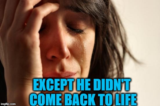 First World Problems Meme | EXCEPT HE DIDN'T COME BACK TO LIFE | image tagged in memes,first world problems | made w/ Imgflip meme maker