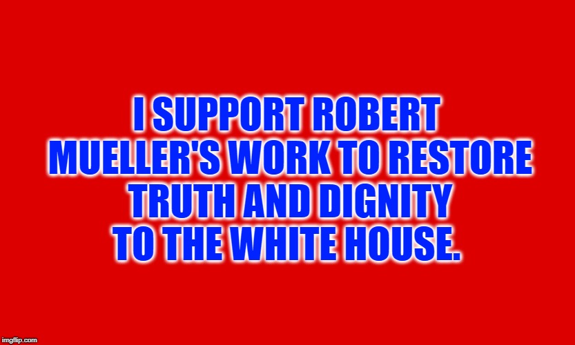 I SUPPORT ROBERT MUELLER'S WORK TO RESTORE TRUTH AND DIGNITY TO THE WHITE HOUSE. | image tagged in robert mueller,white house,4th of july,independence day,trump | made w/ Imgflip meme maker