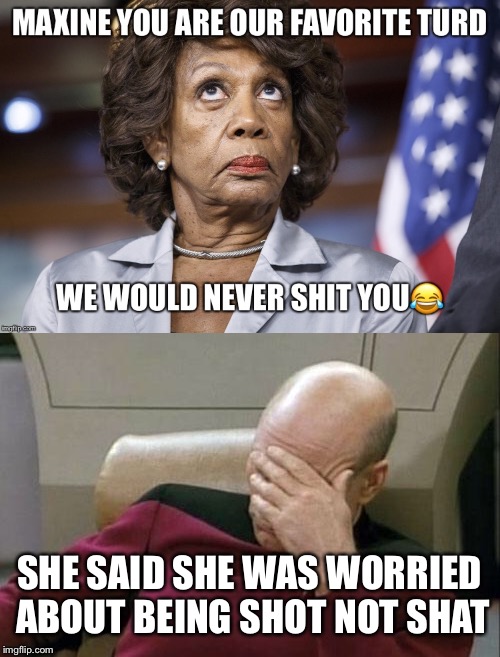 Maxine Waters GOP MVP | SHE SAID SHE WAS WORRIED ABOUT BEING SHOT NOT SHAT | image tagged in maxine waters,maga | made w/ Imgflip meme maker