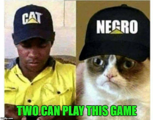two can play this game | TWO CAN PLAY THIS GAME | image tagged in negro,grumpy cat | made w/ Imgflip meme maker