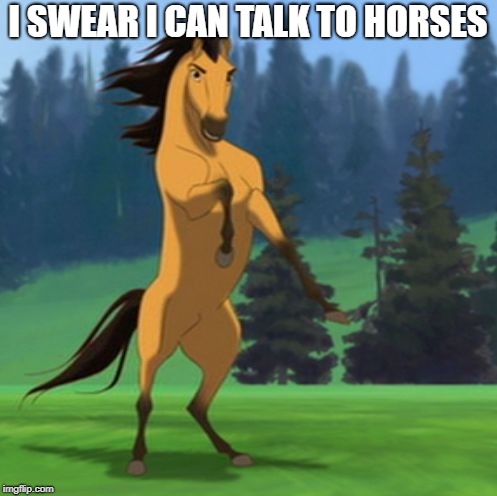 Spirit Deal with It | I SWEAR I CAN TALK TO HORSES | image tagged in spirit deal with it | made w/ Imgflip meme maker