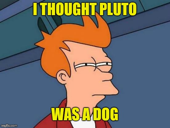 Futurama Fry Meme | I THOUGHT PLUTO WAS A DOG | image tagged in memes,futurama fry | made w/ Imgflip meme maker