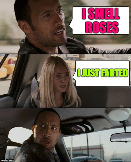 The Rock Driving: Fragrant Fart | I SMELL ROSES; I JUST FARTED | image tagged in memes,the rock driving,roses,farted | made w/ Imgflip meme maker