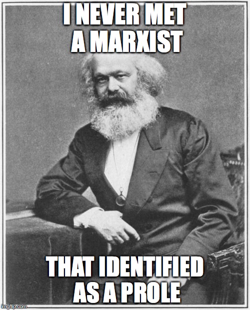 Karl Marx Meme | I NEVER MET A MARXIST; THAT IDENTIFIED AS A PROLE | image tagged in karl marx meme | made w/ Imgflip meme maker