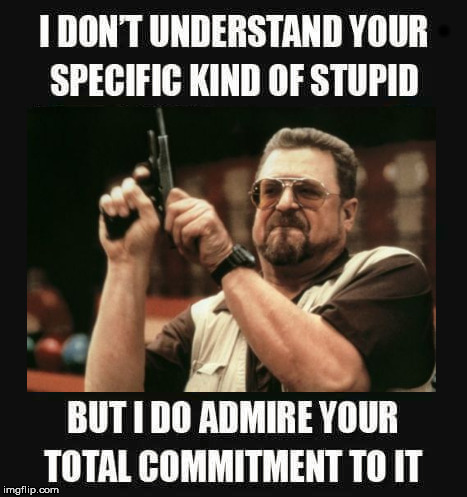 At least you are committed to it. | . | image tagged in special kind of stupid,funny meme | made w/ Imgflip meme maker