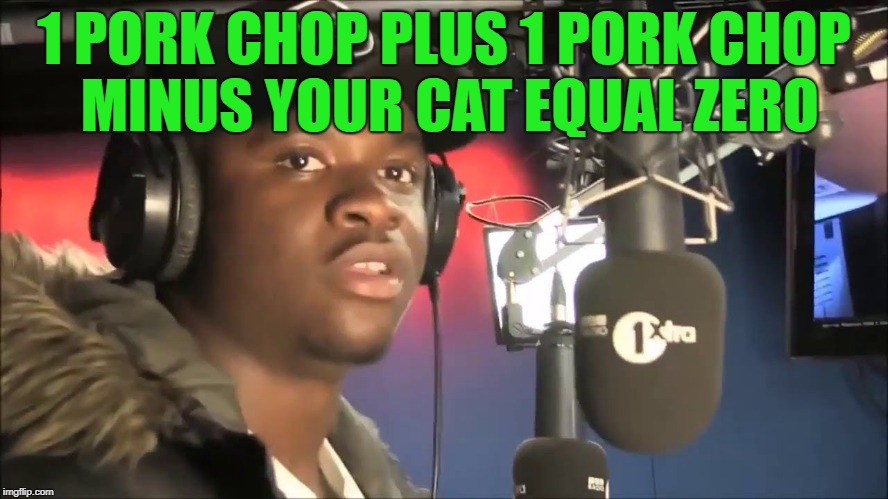 1 PORK CHOP PLUS 1 PORK CHOP MINUS YOUR CAT EQUAL ZERO | made w/ Imgflip meme maker