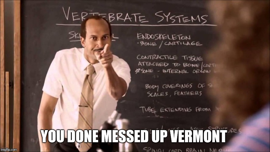 Key and Peele Substitute Teacher | YOU DONE MESSED UP VERMONT | image tagged in key and peele substitute teacher | made w/ Imgflip meme maker