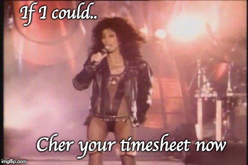 Cher Timesheet Reminder | If I could.. Cher your timesheet now | image tagged in cher timesheet reminder,timesheet reminder,timesheet meme,if i could turn back time,turn back time | made w/ Imgflip meme maker