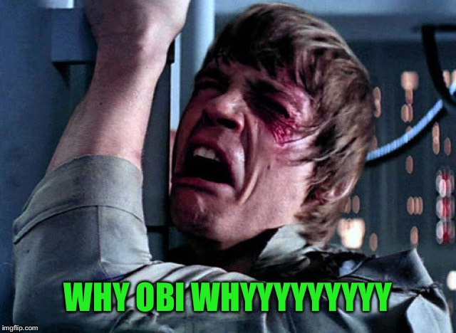 Nooo | WHY OBI WHYYYYYYYYY | image tagged in nooo | made w/ Imgflip meme maker