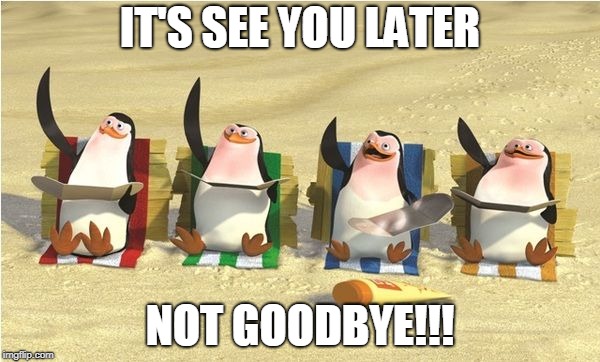 goodbye | IT'S SEE YOU LATER; NOT GOODBYE!!! | image tagged in goodbye | made w/ Imgflip meme maker