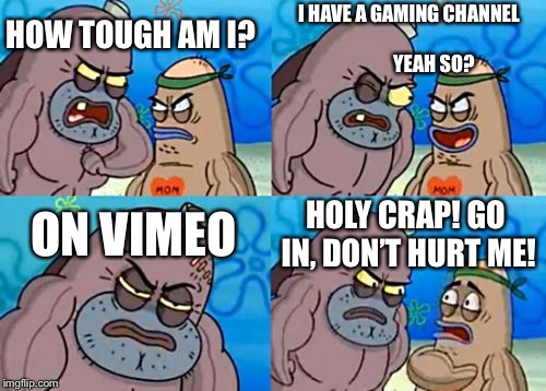 How Tough Are You | I HAVE A GAMING CHANNEL 

                               YEAH SO? HOW TOUGH AM I? ON VIMEO; HOLY CRAP! GO IN, DON’T HURT ME! | image tagged in memes,how tough are you | made w/ Imgflip meme maker