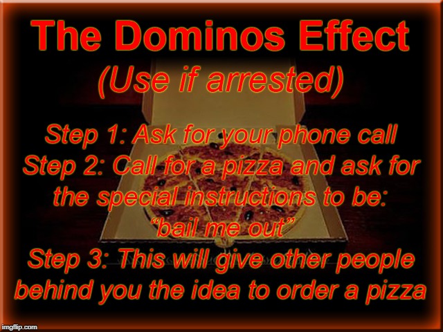 The Dominos Effect | image tagged in pizza,cops,cop,pigs,jail,prank | made w/ Imgflip meme maker