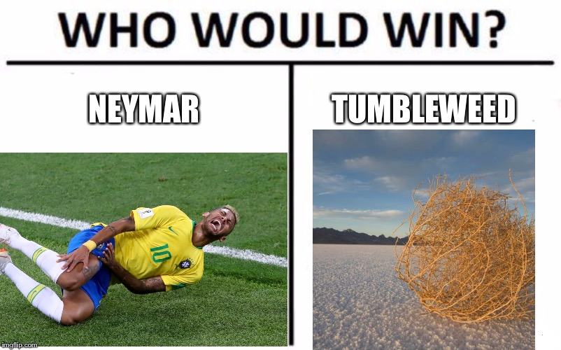 Neymar vs Tumbleweed | NEYMAR; TUMBLEWEED | image tagged in memes,neymar,tumbleweed,rolling,flop,fake | made w/ Imgflip meme maker