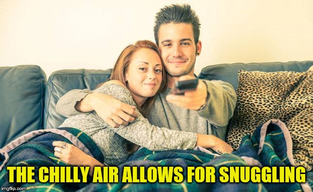 THE CHILLY AIR ALLOWS FOR SNUGGLING | made w/ Imgflip meme maker