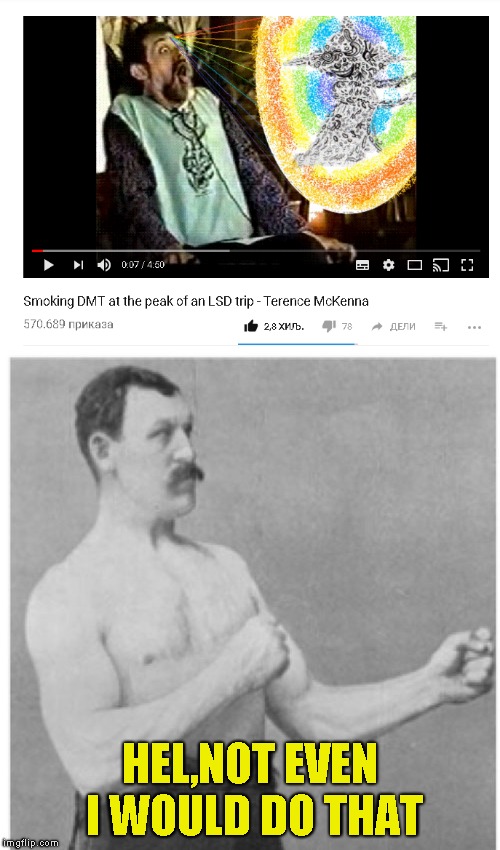 Terence McKenna - Man of Steel Balls! | HEL,NOT EVEN I WOULD DO THAT | image tagged in memes,overly manly man,terence mckenna,powermetalhead,lsd,dmt | made w/ Imgflip meme maker