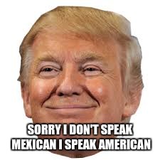 SORRY I DON'T SPEAK MEXICAN I SPEAK AMERICAN | image tagged in memes,donald trump | made w/ Imgflip meme maker