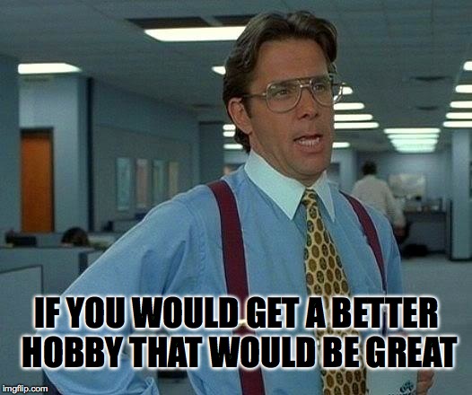 That Would Be Great Meme | IF YOU WOULD GET A BETTER HOBBY THAT WOULD BE GREAT | image tagged in memes,that would be great | made w/ Imgflip meme maker