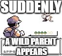 Suddenly, a wild "_" appears | SUDDENLY; A WILD PARENT APPEARS | image tagged in suddenly a wild "_" appears | made w/ Imgflip meme maker