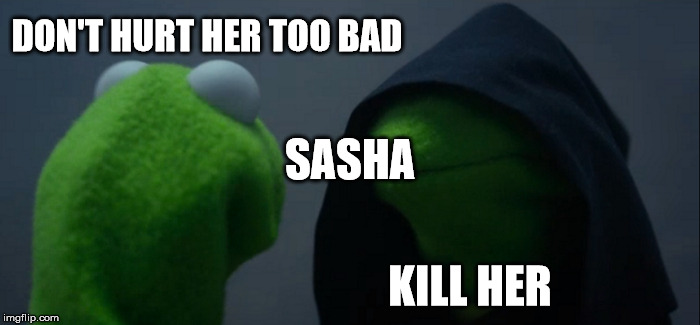Evil Kermit Meme | DON'T HURT HER TOO BAD; SASHA; KILL HER | image tagged in memes,evil kermit | made w/ Imgflip meme maker