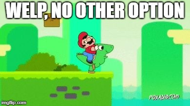 Welp, no other option | WELP, NO OTHER OPTION | image tagged in mario_ditches_yoshi,meme,memes | made w/ Imgflip meme maker