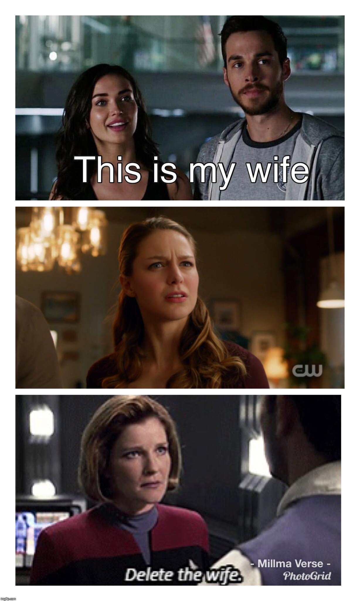Supergirl Delete the Wife | image tagged in imra,monel,supergirl,captain janeway,star trek voyager,delete the wife | made w/ Imgflip meme maker